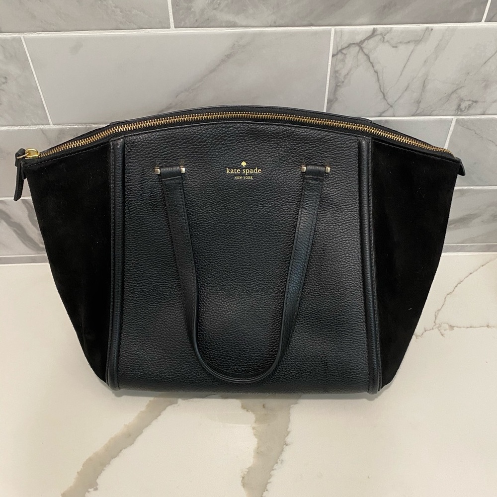 Kate Spade leather and suede zip up tote